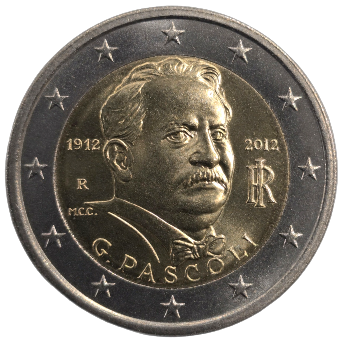2 euros conmemorativa Centenario de la muerte de Giovanni Pascoli